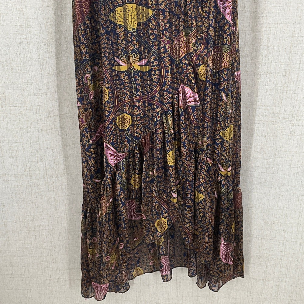 ba&sh Maxi Dress Sz S Metallic V-Neck High-Low Cocktail Wedding Guest Parisian - Picture 5 of 16